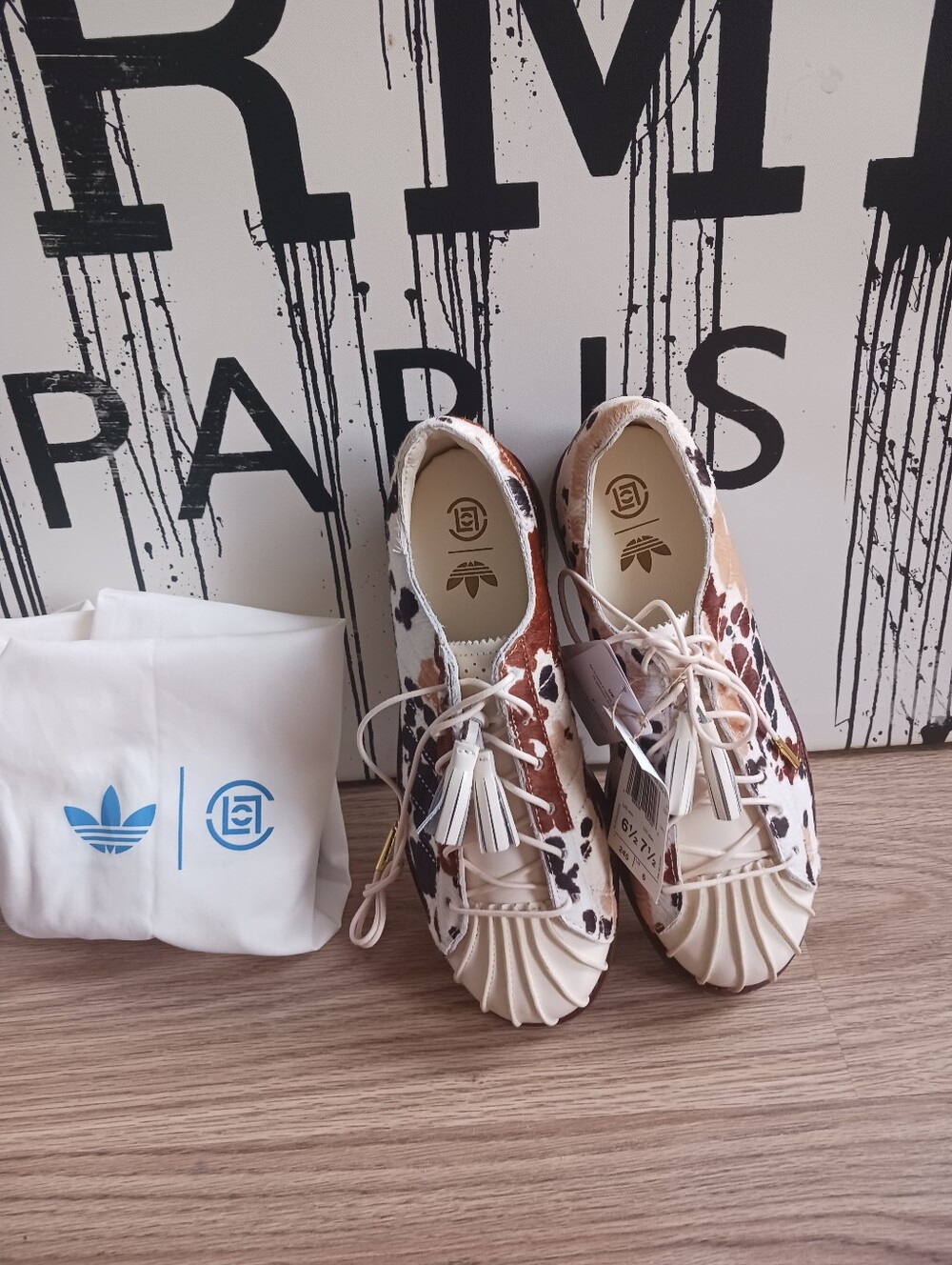 NWT Adidas Originals Dress Shoes Clot By Edison, Dyed Cow Fur, Size Men 6.5 - Picture 13 of 13